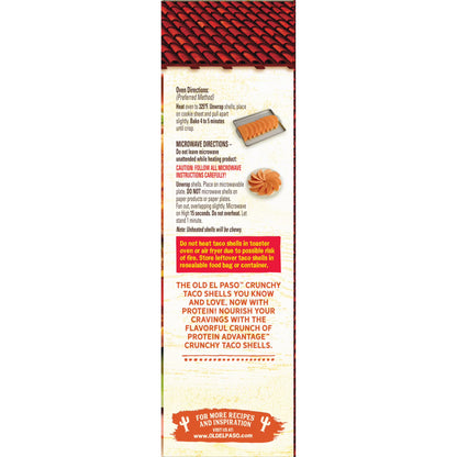 Old El Paso Protein Advantage Taco Shells, Nacho Cheese, 11g Protein, 8 Count, 4.52 oz