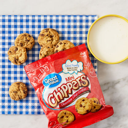 (3 pack) Great Value Mini Chipper Cookies, 1 oz, 10 Snack Packs