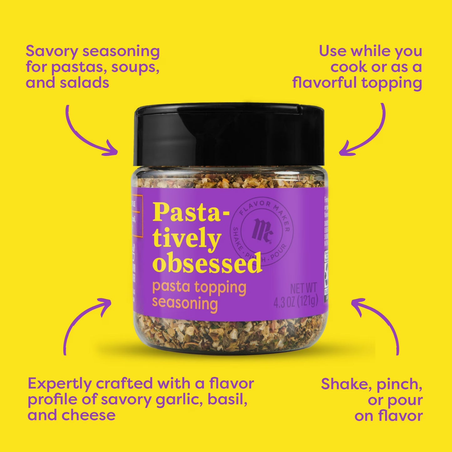 McCormick Flavor Maker Pasta Topping Seasoning, 4.3 oz Jar