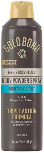 Gold Bond Men's Essentials Talc-Free Body Powder Spray | 7 oz | Pack of 2 | Nightfall Scent | Wetness Protection
