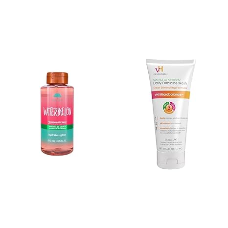 Tree Hut Watermelon Foaming Gel Wash, 18 oz. & vH essentials Tea Tree Oil Feminine Wash, 6 Fl Oz (Pack Of 1)