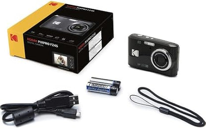 Kodak Pixpro FZ45 Digital Camera Bundle, Includes: SanDisk 32GB Memory Card, Spare Batteries, Hard Shell Camera Case and Card Reader (5 Items) (Black)