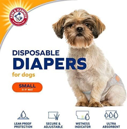 Arm & Hammer Disposable Female Dog Diapers, Small, 12 Count, 6-Pack