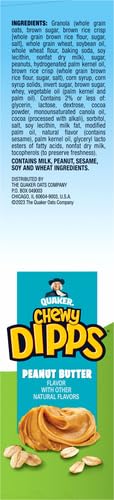 Quaker Chewy Dipps Granola Bars, Peanut Butter, 1.05 Oz Bars, 14 Ct