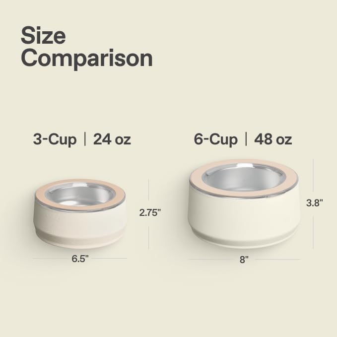 STANLEY Pet Bowl | 3-Cup (24 oz) Insulated Stainless Steel Dog & Cat Bowl | Splash-Resistant Lid | Dishwasher Safe | BPA-Free | Cream