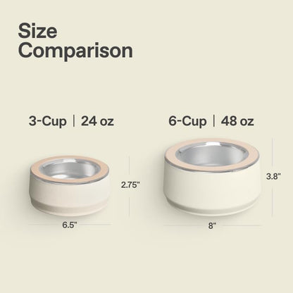 STANLEY Pet Bowl | 6-Cup (48 oz) Insulated Stainless Steel Dog & Cat Bowl | Splash-Resistant Lid | Dishwasher Safe | BPA-Free | Cream
