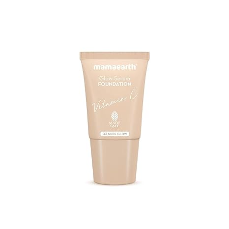 Mamaearth Glow Serum Foundation, 03 Nude Glow, 18ml | Serum foundation with Vitamin C.