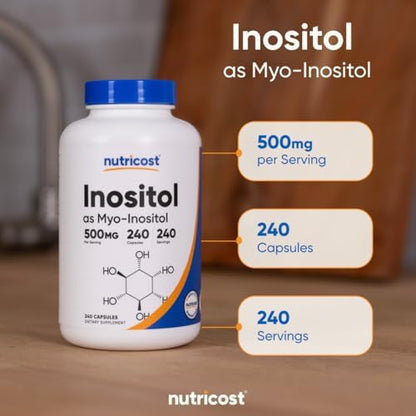 Nutricost Inositol Capsules 500mg, 240 Capsules - Veggie Capsules, GMO-Free, Gluten Free (Myo-Inositol) (Pack of 2)