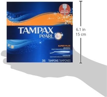Tampax Pearl Tampons, with LeakGuard Braid, Super Plus Absorbency, Unscented, 36 Count