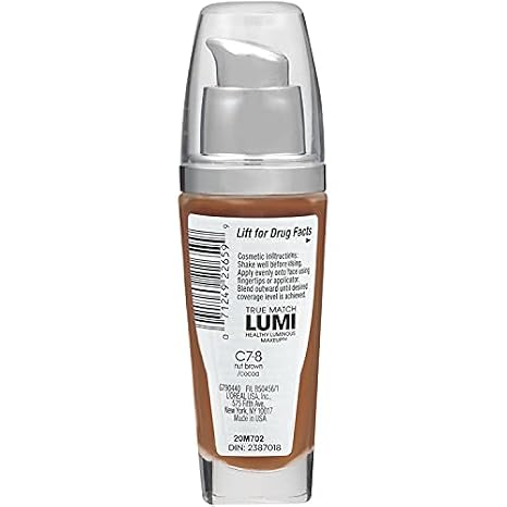 L'Oreal Paris True Match Lumi Healthy Luminous Makeup, C7-8 Nut Brown Cocoa, 1 fl; oz.