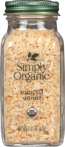 Simply Organic Certified Organic Minced White Onion, 2.21-Ounce Jar, Warm, Sweet, Salty Flavor For Stews & Soups, Kosher (Pack of 2)