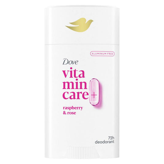 Dove VitaminCare+ Aluminum Free Deodorant Stick for 72H Odor Protection Raspberry & Rose Breathable Deodorant for Women 2.6 oz