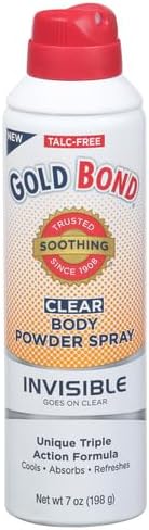 Gold Bond No Mess Clear Invisible Body Powder Spray, 7 oz., Absorbs Odor-Causing Sweat (Pack of 2)