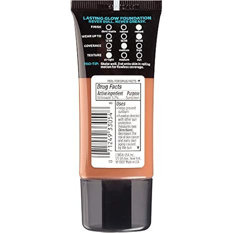 L'Oreal Paris Makeup Infallible Up to 24HR Pro-Glow Foundation, Cocoa, 1 fl oz.