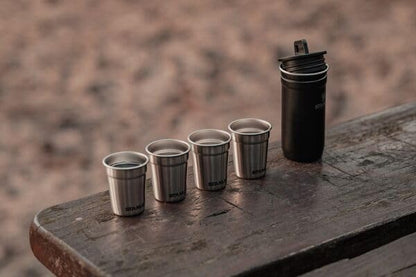 STANLEY Adventure Pre-Party Nesting Shot Glass Set | 4 Shot Glasses in Travel Carrying Case | Insulated Stainless Steel | BPA-Free | Hammertone Black