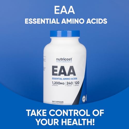 Nutricost EAA Capsules 1200mg, 240 Capsules - Essential Amino Acids, 120 Servings - Non-GMO, Gluten Free & Vegan (Pack of 2)