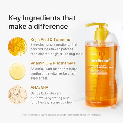 medicube Fresh & Glow Body Duo: Kojic Acid Body Wash and Glow Vanilla Hair & Body Fragrance Mist | Cleanse, Refresh & Odor Care for Soft, Radiant-Looking Skin | Korean Body Care