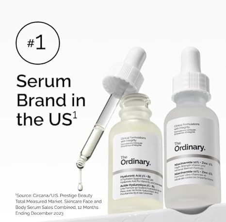 The Ordinary Lactic Acid 10% + Hyaluronic Acid 2%, High-Strength Exfoliating Serum for Smoother, Brighter Skin, 1 Fl Oz