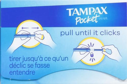 Tampax Pocket Pearl Tampons Regular Absorbency with LeakGuard Braid, Unscented, 16 Count (Pack of 2)