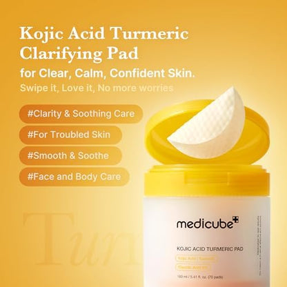medicube Kojic Acid Body Wash & Prep Duo: Kojic Acid Turmeric Toner Pads and Turmeric Body Wash | Simple Cleanse & Swipe Routine for Glowing-Looking Body Skin