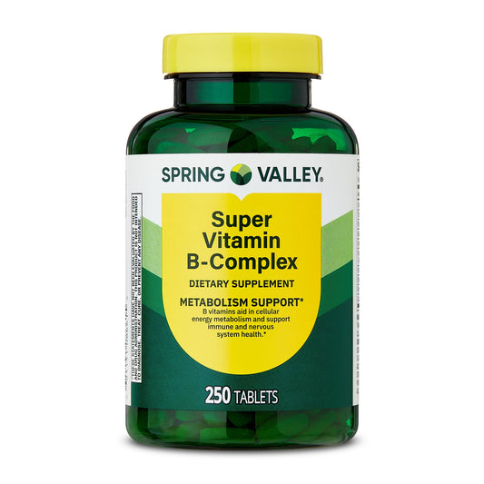 (3 pack) Spring Valley Super Vitamin B-Complex, 250 Count, Dietary Supplement Tablets for Metabolism Support