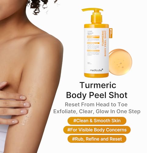 medicube Body Smoothing & Clarifying Duo: Turmeric Body Peel Shot & Kojic Acid Toner Pads | Gentle Body Exfoliation & Texture Care