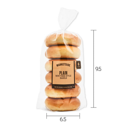 Marketside Fresh Soft Plain Bagels, Wheat and Barley Flour, Shelf-Stable, 22.8 oz, 6 Count