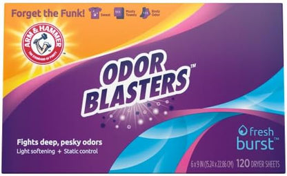 ARM & HAMMER Odor Blaster Dryer Sheets, Fresh Burst, 120 Count