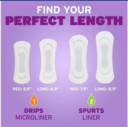 Healthy Surplus Poise Microliners, Longest Length - Incontinence 1 Drop Lightest Absorbency, 50 Count (2 Pack - Total of 100 Liners) and Vital Volumes Skin Care Basics Tips Card | Bundle (100 Liners)