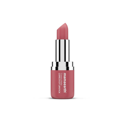 MAMAEARTH Creamy Matte Lipstick with Murumuru Butter & Vitamin E, 4.2g | Creamy matte lipstick formulated with Murumuru Butter and Vitamin E.