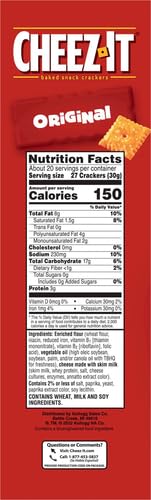 Cheez-It Cheese Crackers, Baked Snack Crackers, Lunch Snacks, Original, 21oz Box (1 Box) (Pack of 2)