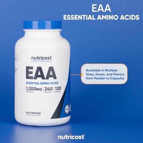 Nutricost EAA Capsules 1200mg, 240 Capsules - Essential Amino Acids, 120 Servings - Non-GMO, Gluten Free & Vegan (Pack of 2)