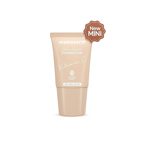 Mamaearth Glow Serum Foundation, 03 Nude Glow, 18ml | Serum foundation with Vitamin C.