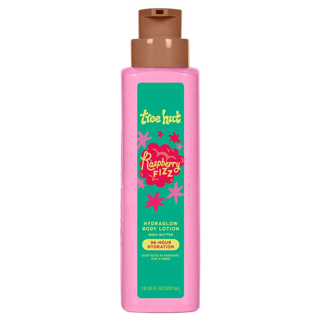 Tree Hut Hydraglow Body Lotion Raspberry Fizz, Hydrating & Nourishing Daily Moisturizer for Smooth, Radiant Skin, Lightweight Fast-Absorbing Formula, 18 fl oz