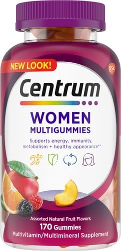 Centrum MultiGummies Gummy Multivitamin for Women, Multivitamin/Multimineral Supplement with Vitamin D3, B and Antioxidants, Assorted Fruit Flavor - 170 Count (Pack of 2)