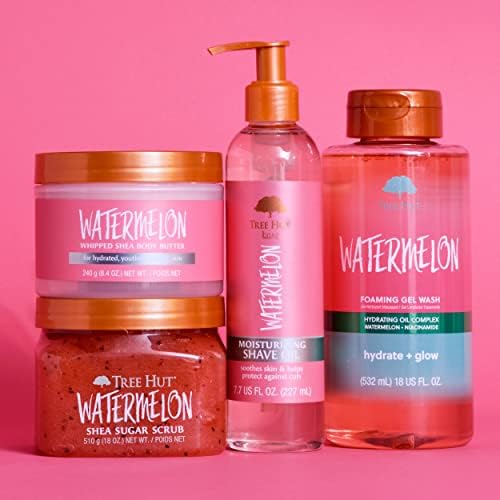 Tree Hut Watermelon Body Wash, Hydrating & Moisturizing Shower Gel with Shea Butter & Essential Oils, Soft Smooth Glowing Skin, Gentle Cleanser For All Skin Types, Self Care Gifts for Women, 18 Fl Oz