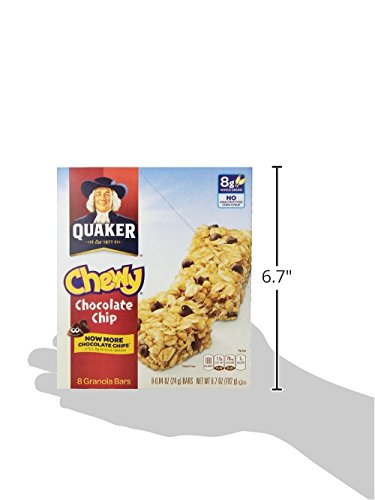 Quaker, Oatmeal, 42 Oz CanisterQuaker Chewy Granola Bar Chocolate Chip Granola Bars, 0.84 Oz, 8 Ct