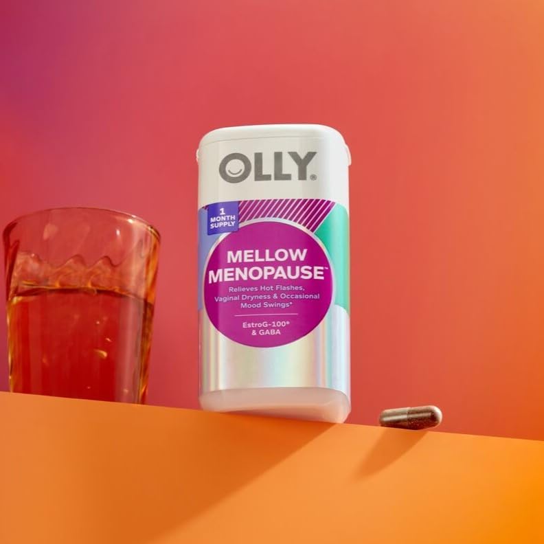OLLY Mellow Menopause Supplements, Supports 11 Symptoms* - 30 Count