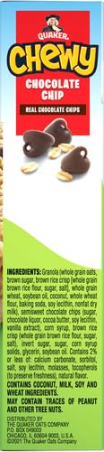 Quaker, Oatmeal, 42 Oz CanisterQuaker Chewy Granola Bar Chocolate Chip Granola Bars, 0.84 Oz, 8 Ct