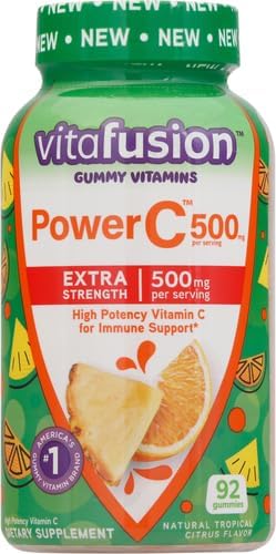 Vitafusion Extra Strength Power C Gummy Vitamins, Tropical Citrus Flavored Immune Support (1) Vitamins, 92 Count (Pack of 2)