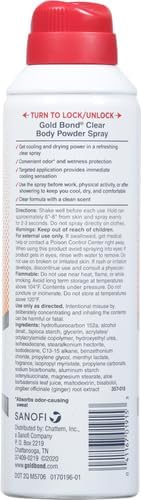 Gold Bond No Mess Clear Invisible Body Powder Spray, 7 oz., Absorbs Odor-Causing Sweat (Pack of 2)