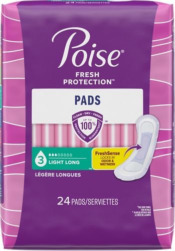Poise Incontinence Ultra Thins Light Absorbency, 24 Count (Pack of 2)