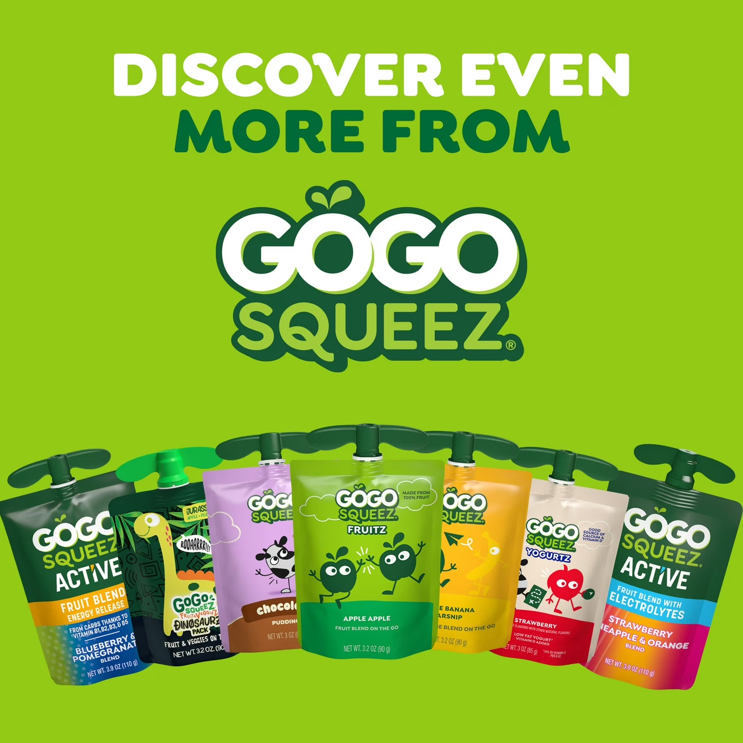 GoGo squeeZ No Sugar Added Apple Applesauce and Fruit Puree Pouches, 3.2 oz (10 Pack)