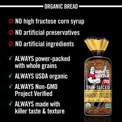 Dave's Killer Bread Thin-Sliced Good Seed Organic Bread 20.5 oz, Shelf-Stable