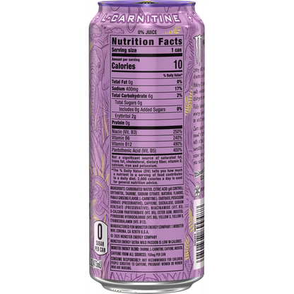 Monster Energy, Ultra Wild Passion, Zero Sugar Energy Drink, 16 fl oz, Can
