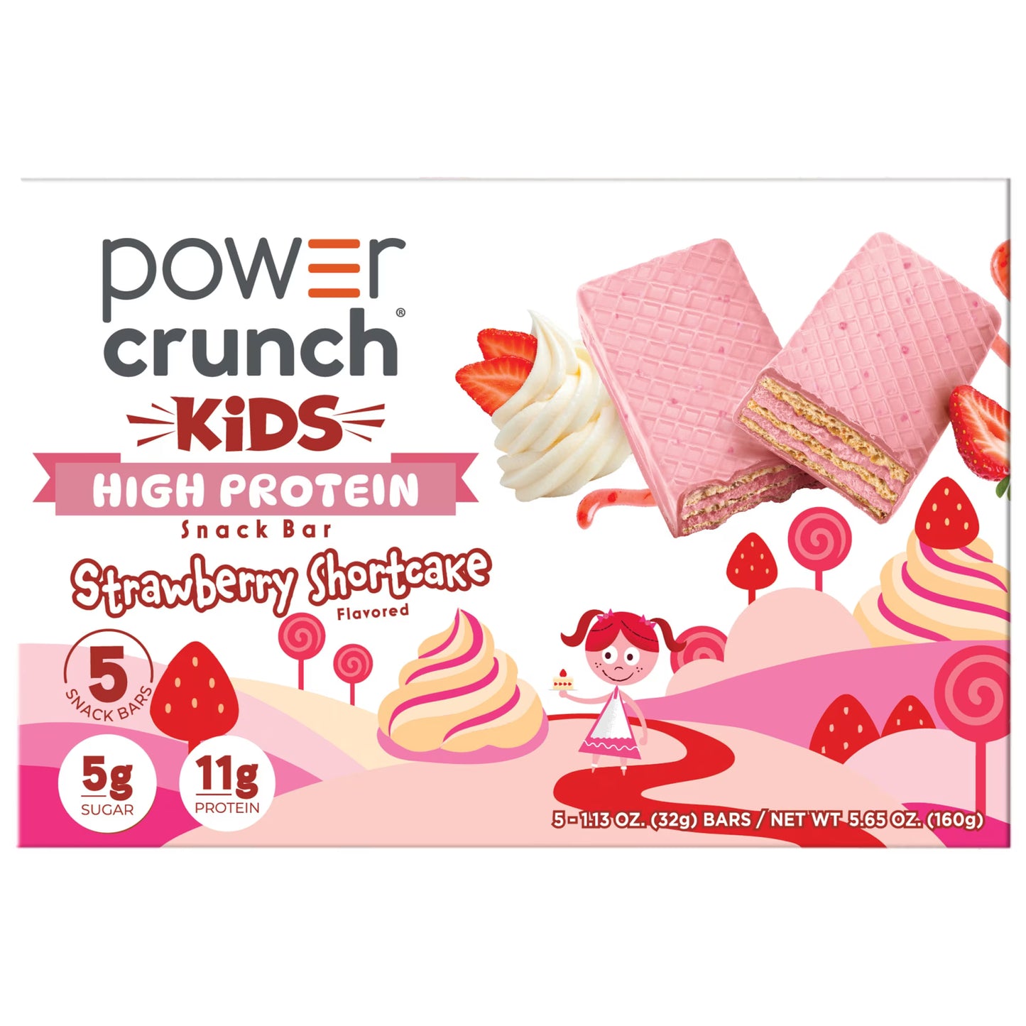 Power Crunch KIDS Strawberry Cream Bars 1.13oz, 5 Count Box