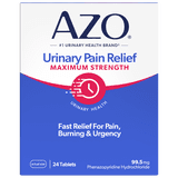 AZO Urinary Pain Relief Maximum Strength Tablets, Promotes Fast Relief for UTI Pain & Burning, FSA/HSA Eligible, 24 Count