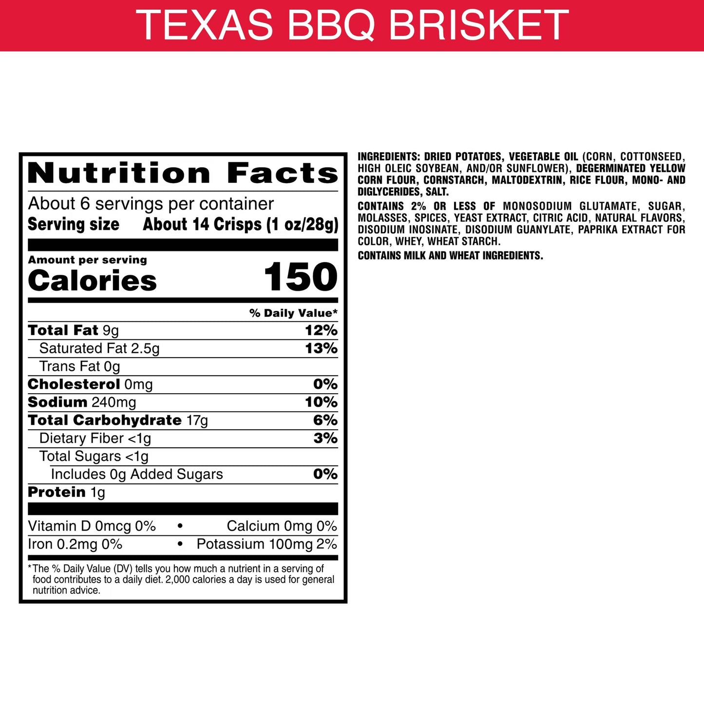 Pringles Texas BBQ Brisket Potato Chips Crisps, Lunch Snacks, 5.5 oz Canister
