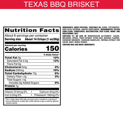 Pringles Texas BBQ Brisket Potato Chips Crisps, Lunch Snacks, 5.5 oz Canister