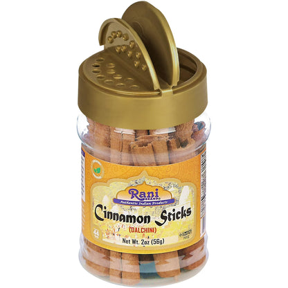 Rani Cinnamon Sticks 2oz (56g) ~ 10-13 Sticks 3 Inches in Length Cassia Round, PET Jar ~ All Natural | Vegan | No Colors | Gluten Friendly | NON-GMO | Kosher
